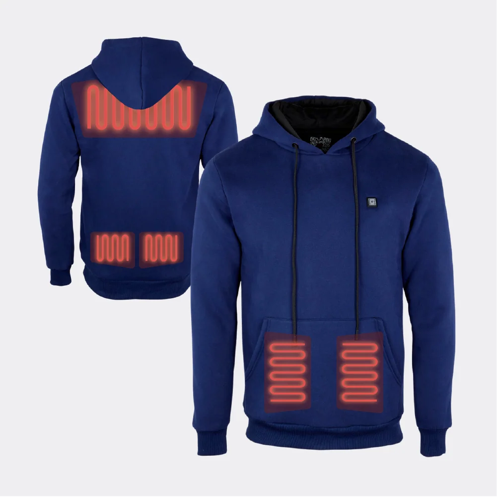 Heated hoodie with eco-designed battery