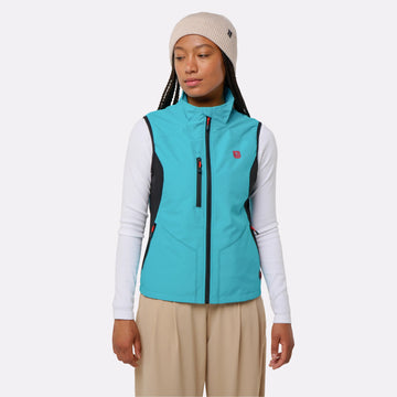 Women's sport heating vest with eco-designed battery
